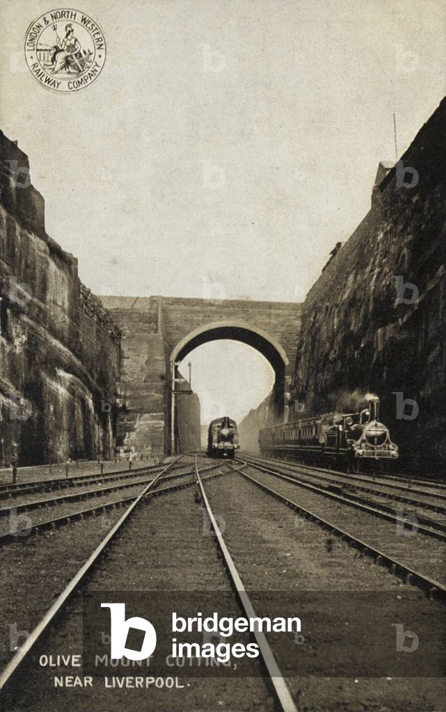 Olive Mount Cutting, near Liverpool (b/w photo)