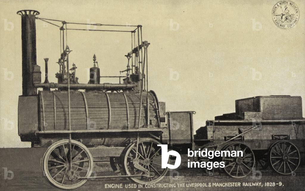 Engine used in constructing the Liverpool and Manchester Railway, 1828-9 (b/w photo)