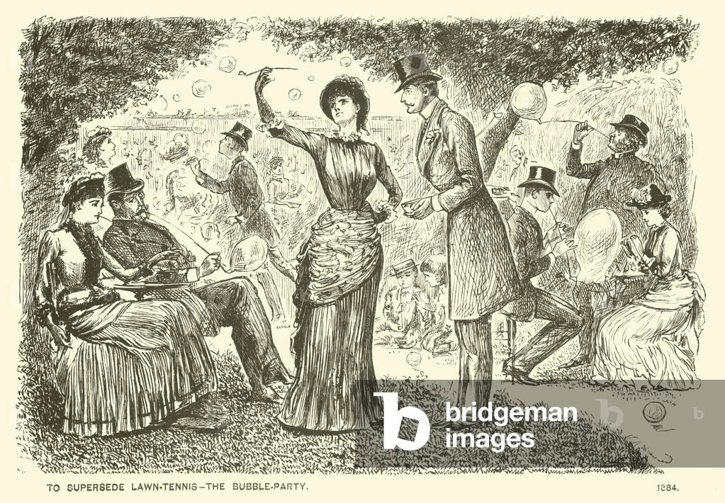 To supersede lawn-tennis - the bubble-party (engraving)