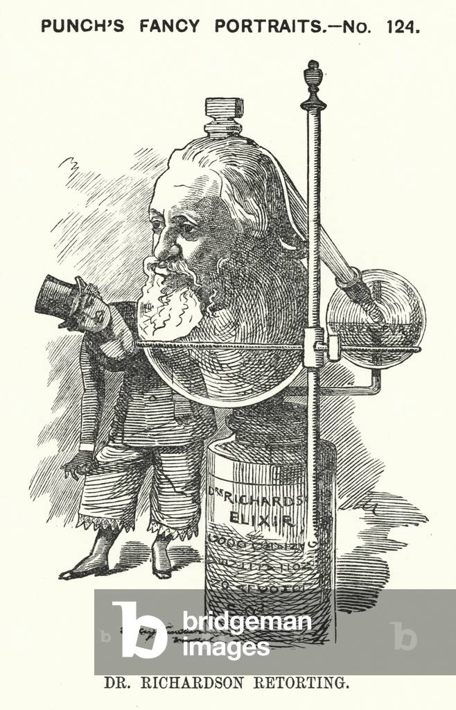 Punch cartoon: Benjamin Ward Richardson, English physician (engraving)