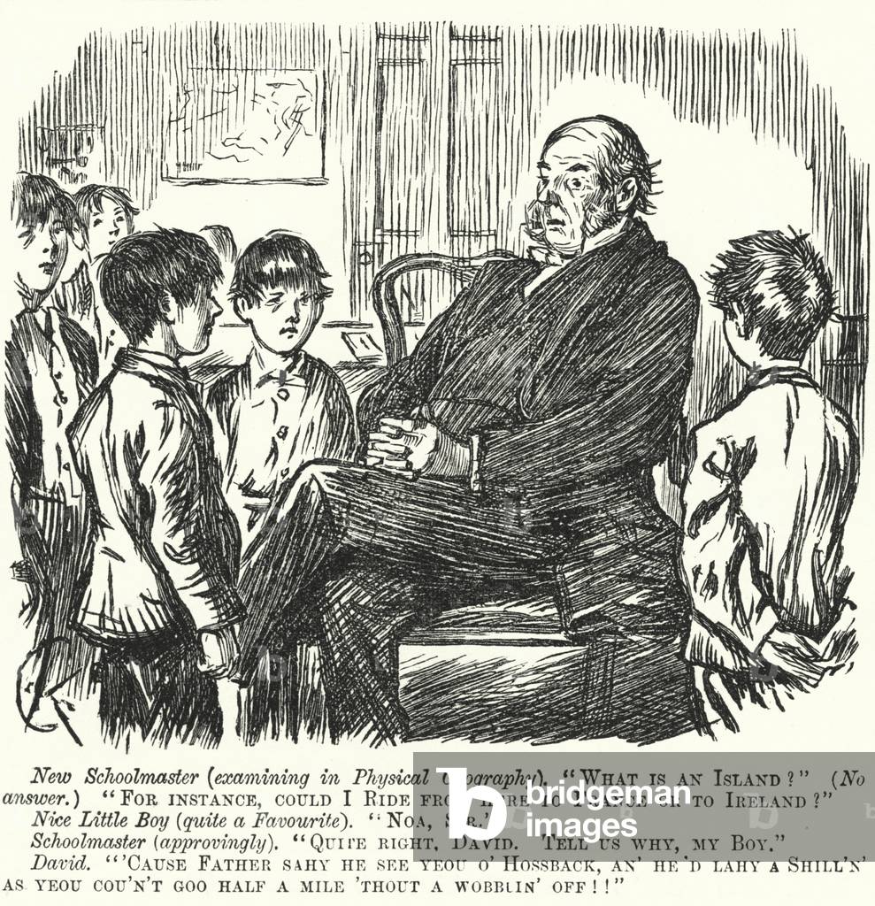 Punch cartoon: geography lesson (engraving)