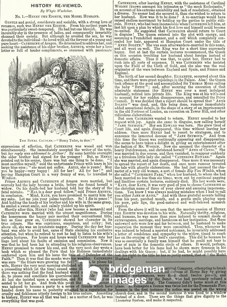 Punch cartoon: History Re-viewed: King Henry VIII and his six wives (engraving)