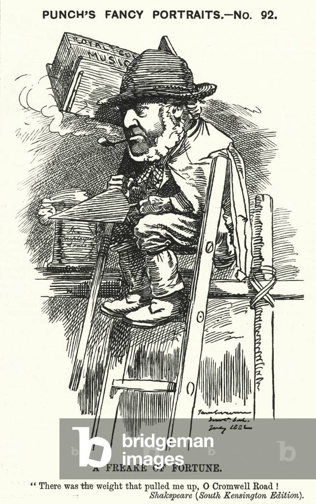 Punch cartoon: Sir Charles James Freake, 1st Baronet, English architect and builder (engraving)