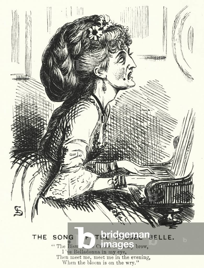 Punch cartoon: The Song of the Passee Belle (engraving)
