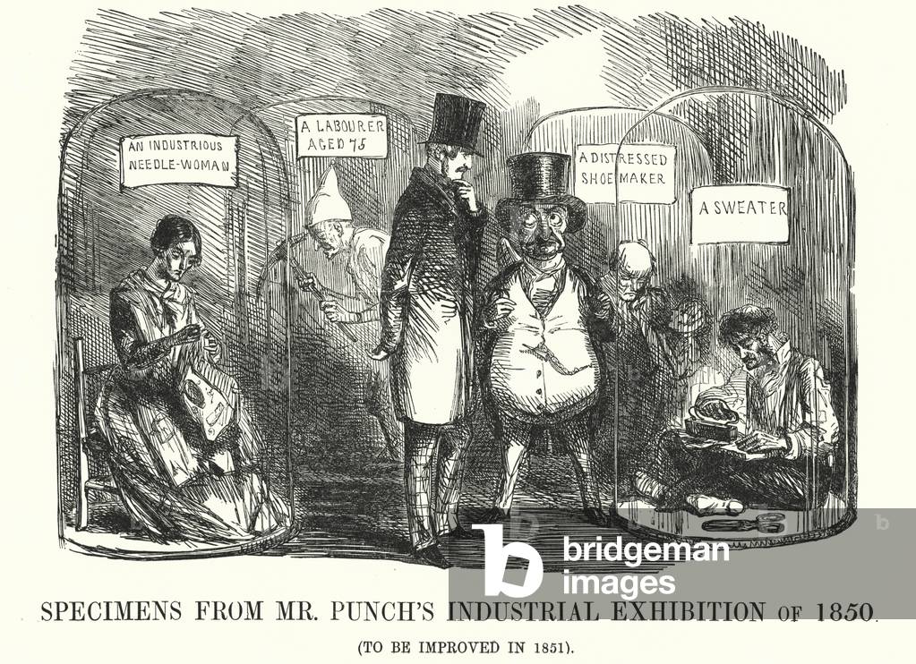 Punch cartoon: Specimens from Mr Punch's Industrial Exhibition of 1850 (engraving)