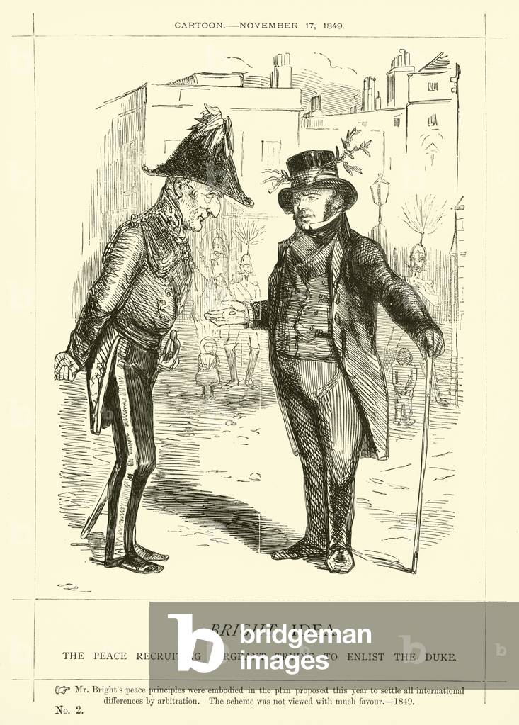 Punch cartoon regarding John Bright: A Bright Idea, 17 November 1849 (engraving)