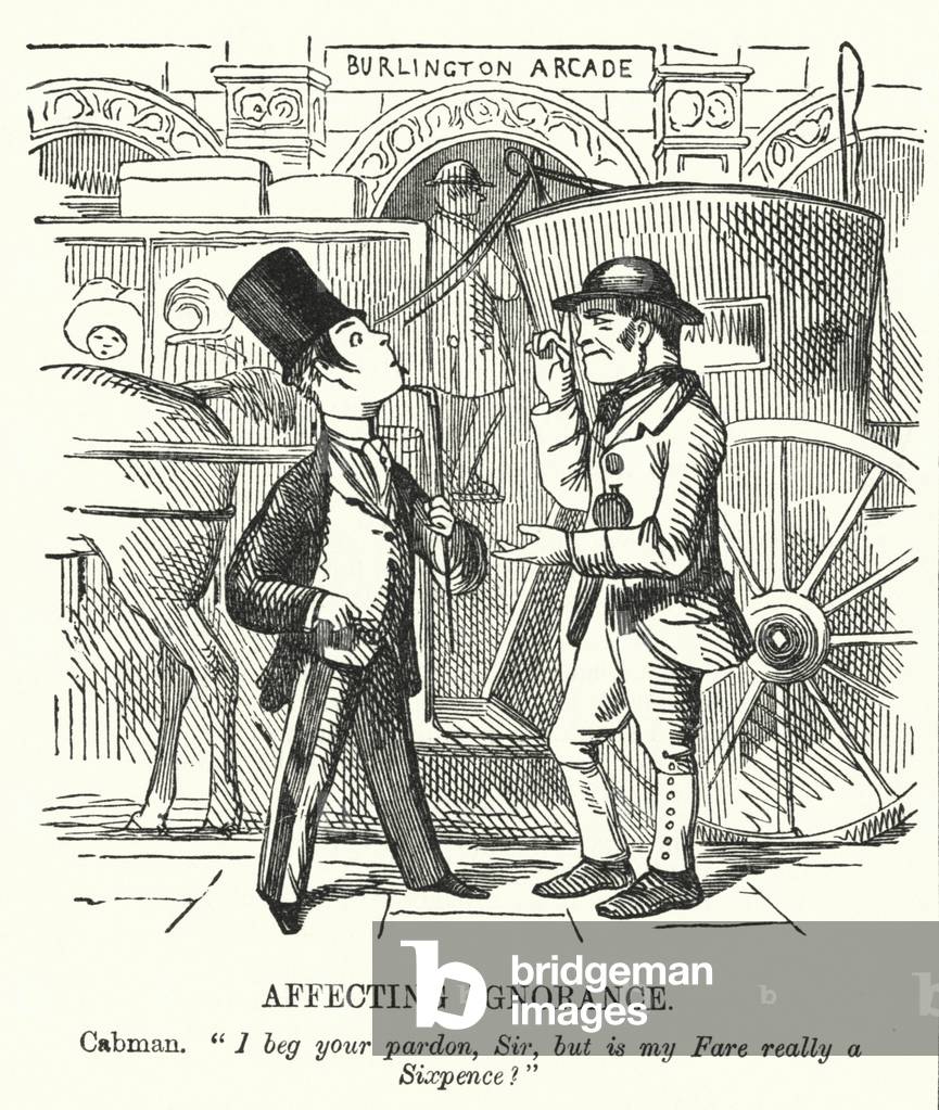 Punch cartoon: Affecting Ignorance: London cab driver (engraving)