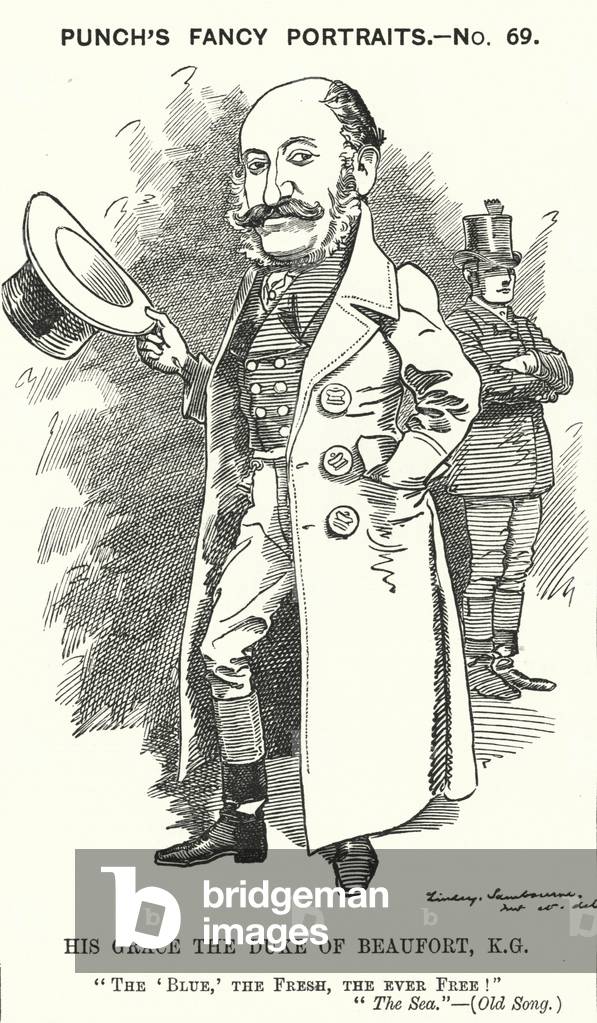 Punch cartoon: Henry Charles Fitzroy Somerset, 8th Duke of Beaufort, English soldier and Conservative politician (engraving)