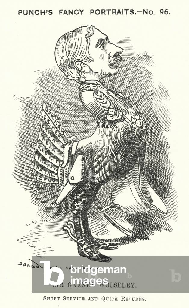 Punch cartoon: Garnet Wolseley, 1st Viscount Wolseley, Anglo-Irish soldier (engraving)