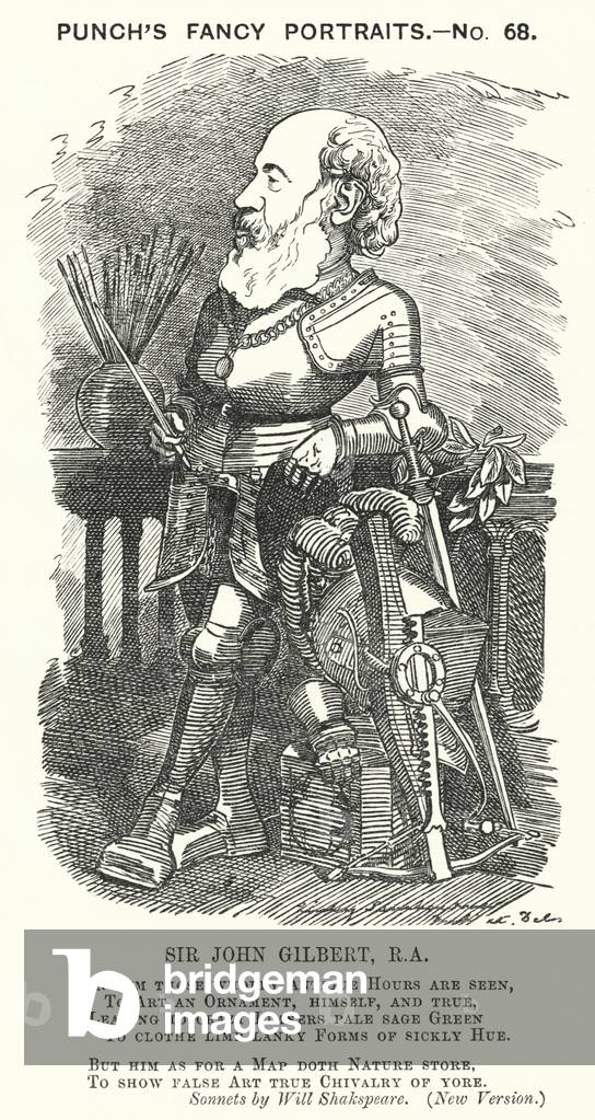 Punch cartoon: Sir John Gilbert, English artist (engraving)