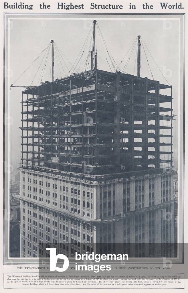 The Twenty-Sixth Floor of the Woolworth Building which is being constructed in New York (b/w photo)