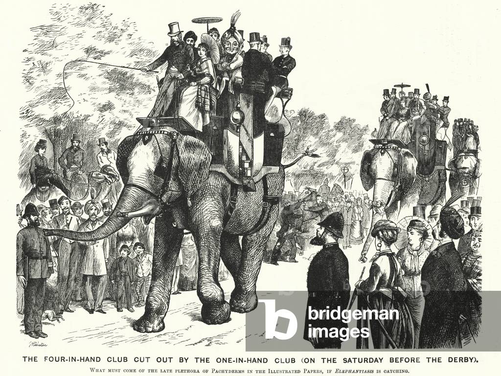 Punch cartoon: The Four-in-Hand Club Cut out by the One-in-Hand Club (on the Saturday Before the Derby) (engraving)