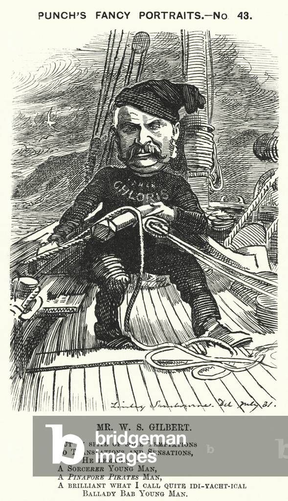 Punch cartoon: W S Gilbert, English dramatist and librettist (engraving)