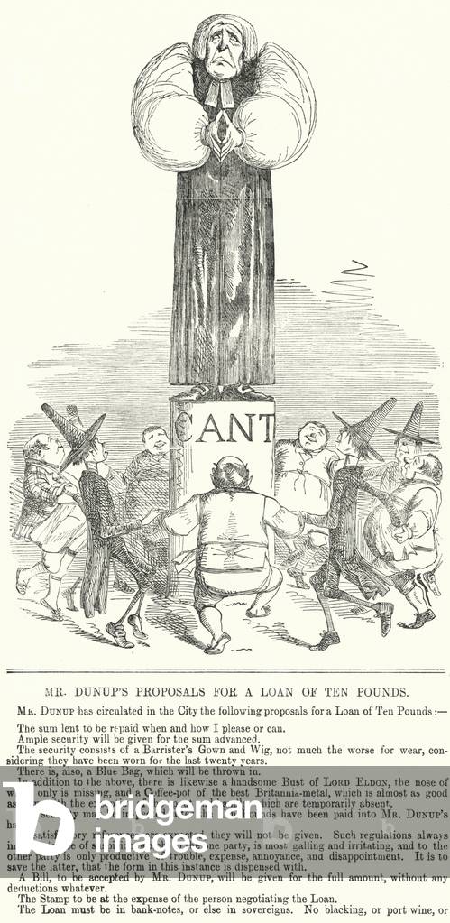 Punch cartoon: Mr Dunup's Proposal for a Loan of Ten Pounds (engraving)
