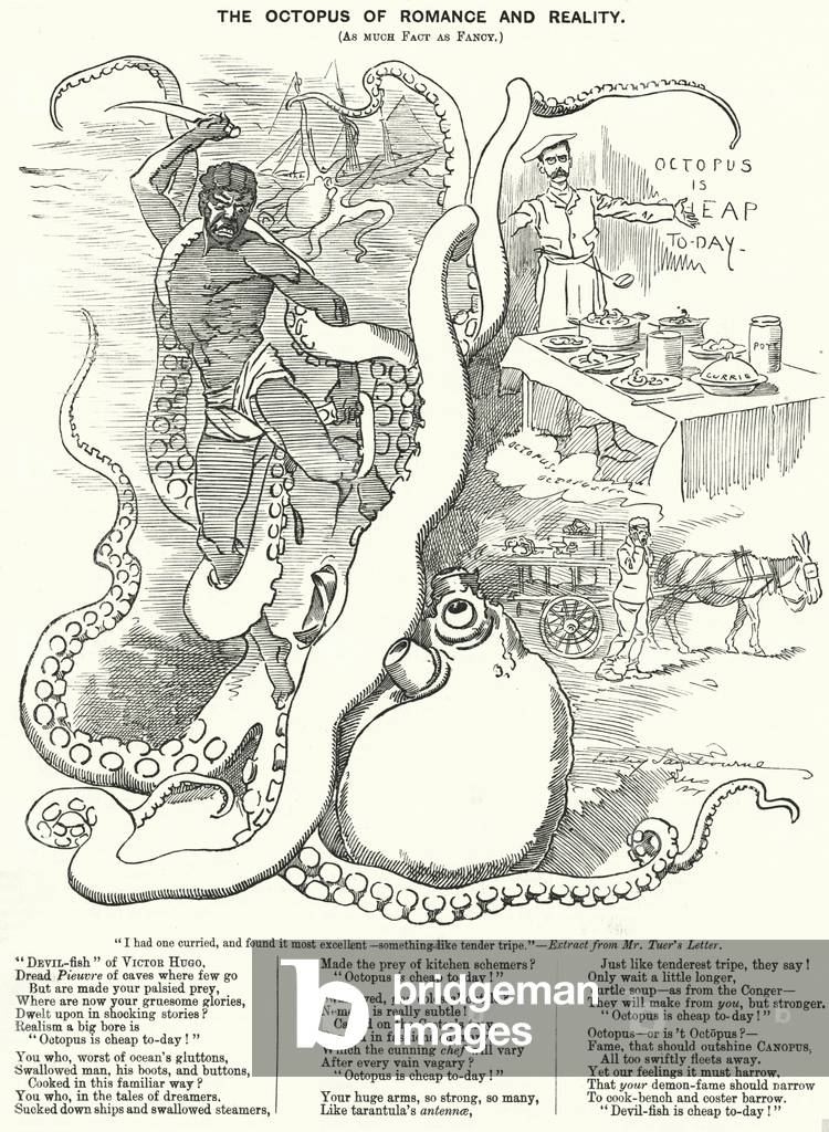 Punch cartoon: The Octopus of Romance and Reality (engraving)