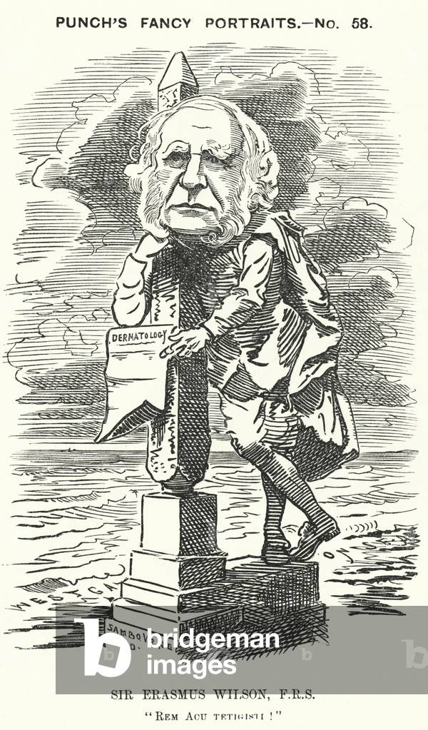 Punch cartoon: Sir Erasmus Wilson, English surgeon and dermatologist (engraving)