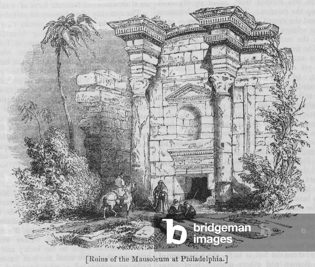 Ruins of the Mausoleum at Philadelphia (engraving)