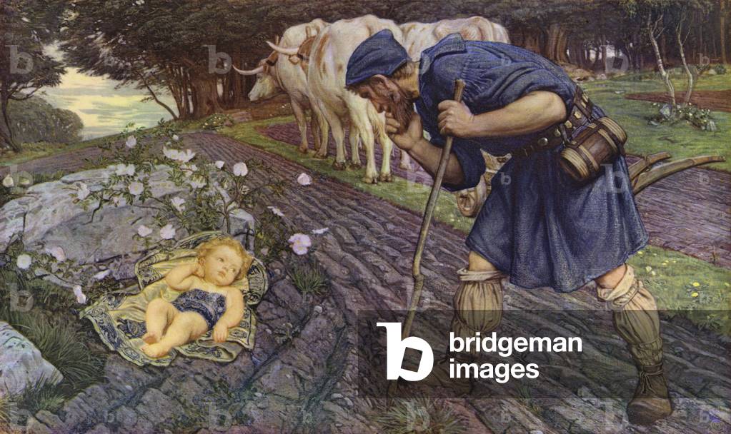 The finding of the infant Saint-George (colour litho)