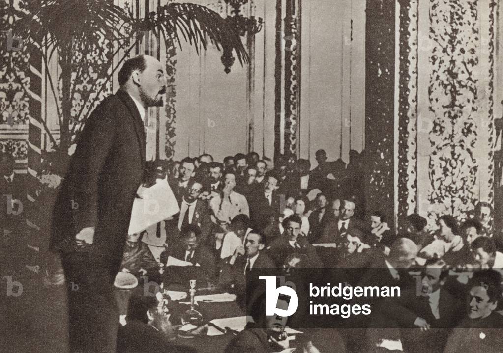 Lenin speaks at the Third Congress of the Communist International in the Kremlin, Moscow, June-July 1921 (b/w photo)