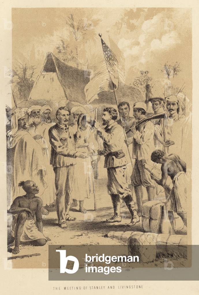 The meeting of Stanley and Livingstone (litho)