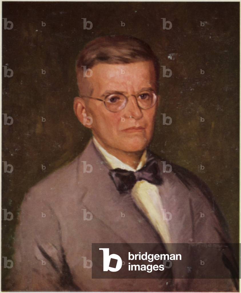 Portrait of Dmitri Shostakovich (colour litho)