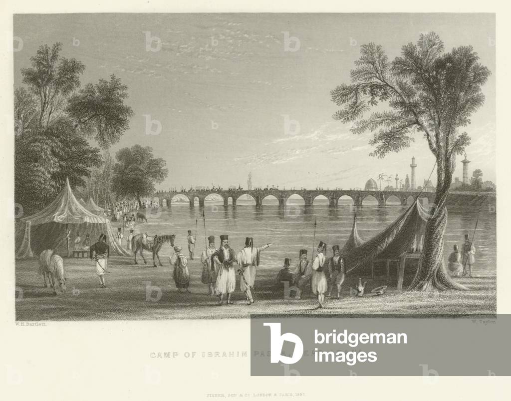 Camp of Ibrahim Pasha, near Adana, Turkey, 1837 (engraving)