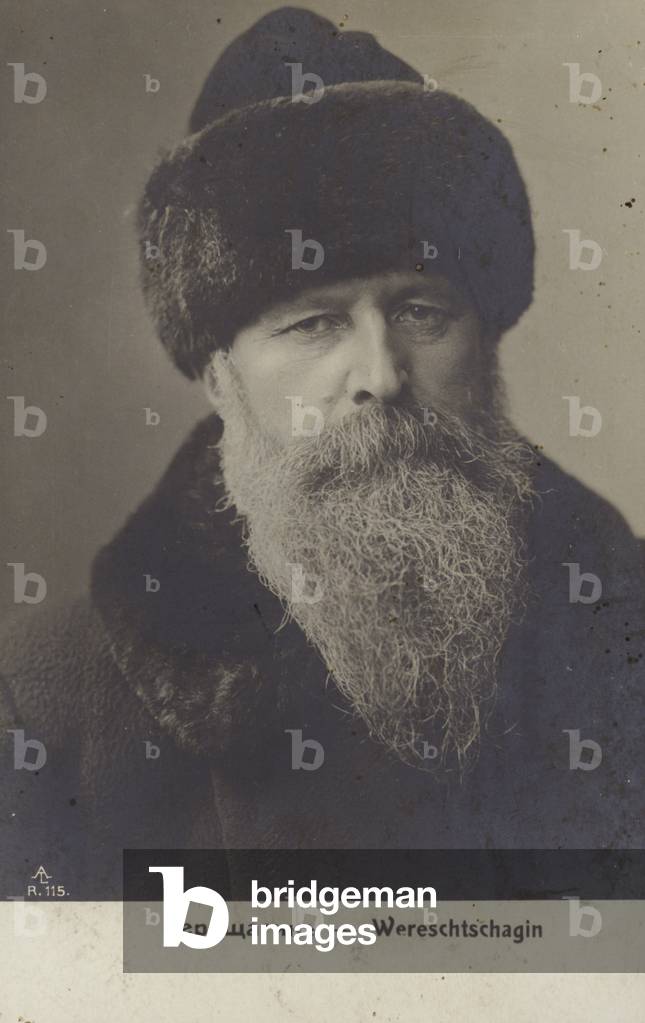 Vasily Vereshchagin, Russian artist, painter of battle scenes, c1900 (b/w photo)