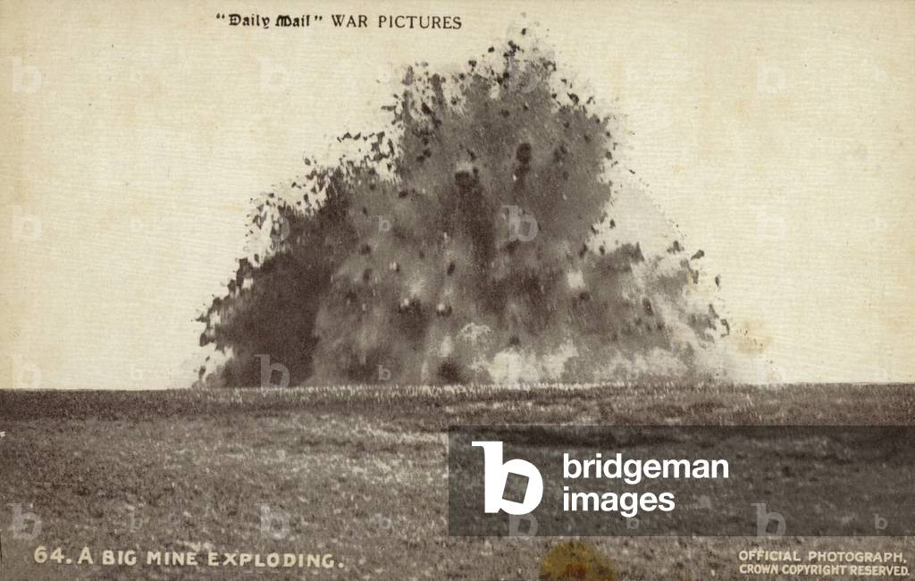 A big mine exploding, World War I (b/w photo)