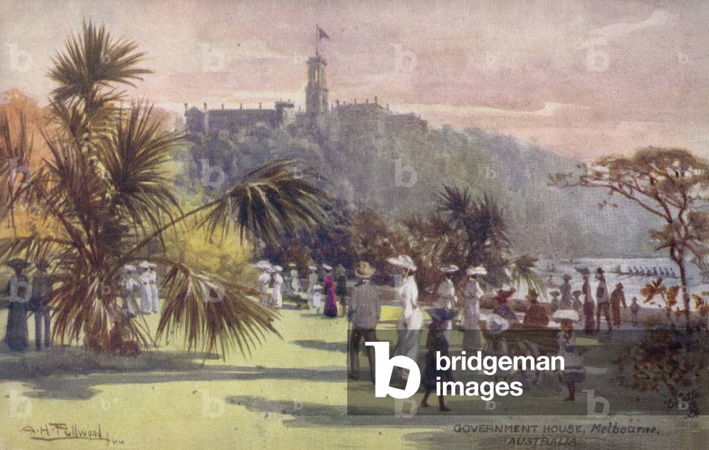 Government House, Melbourne, Australia (colour litho)