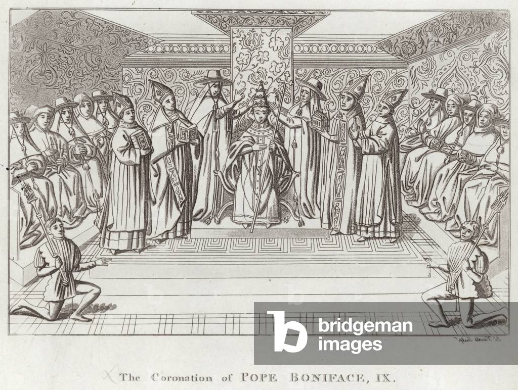 The Coronation of Pope Boniface, IX (engraving)