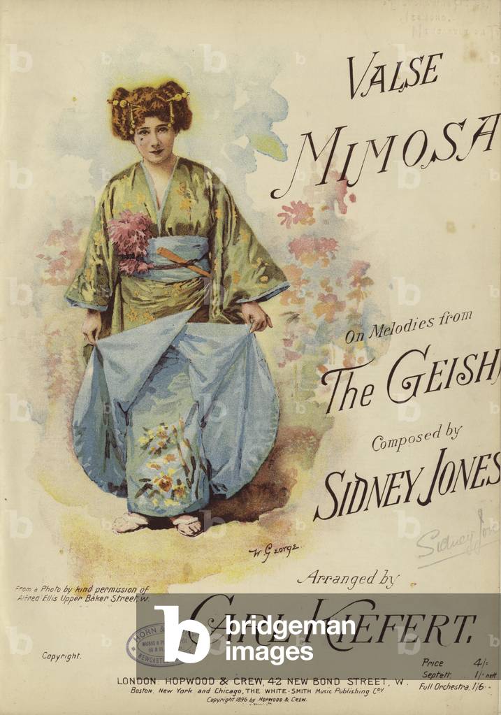 Valse Mimosa, on melodies from The Geisha, composed by Sidney Jones and arranged by Carl Kiefert (colour litho)