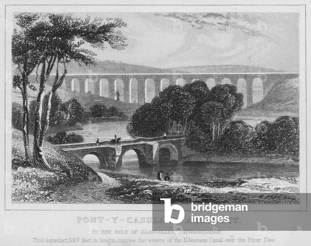 Pont-Y-Casullte Aqueduct, in the Vale of Llangollen, Denbighshire (engraving)