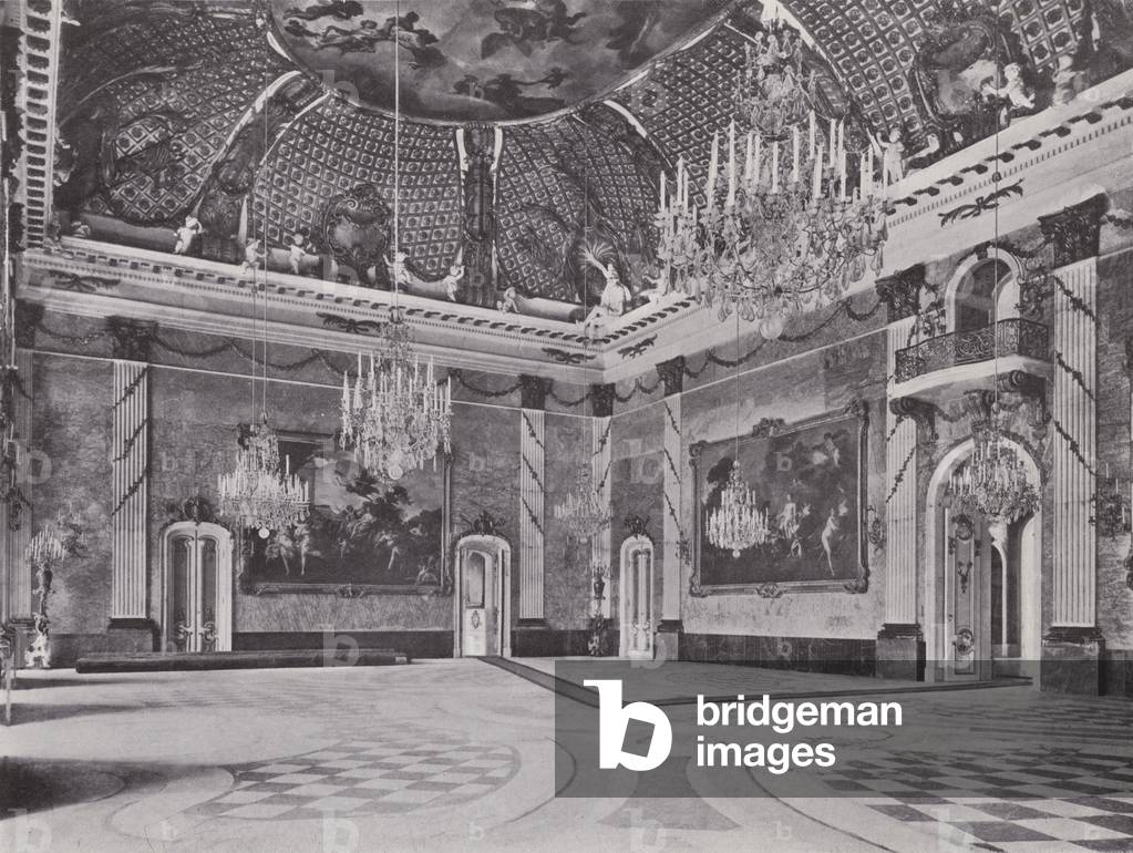 Potsdam, Neues Palais, Marmorsaal (b/w photo)