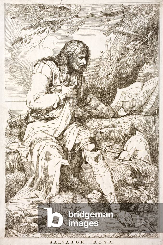 Salvator Rosa, Italian Baroque painter, poet and printmaker (engraving)