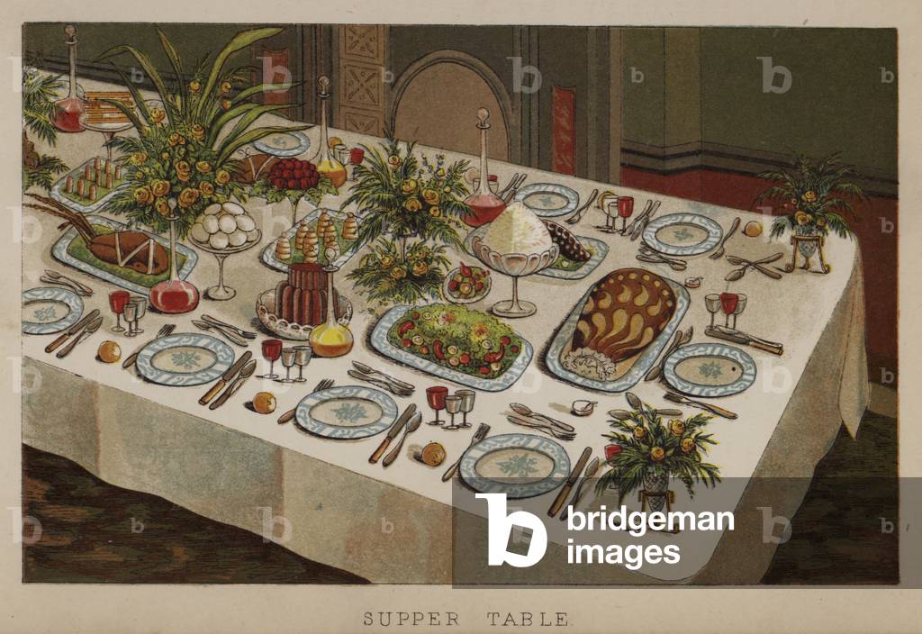 Supper table (colour litho)