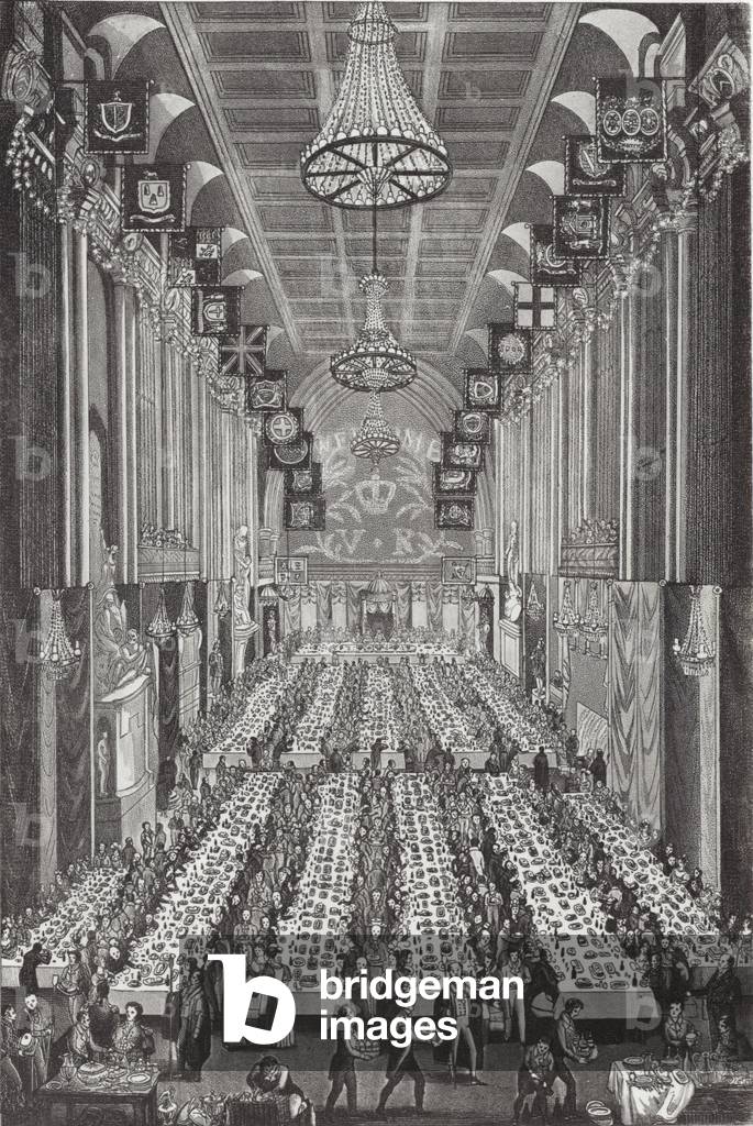 The Royal banquet at Guildhall on 9 November 1837 (engraving)