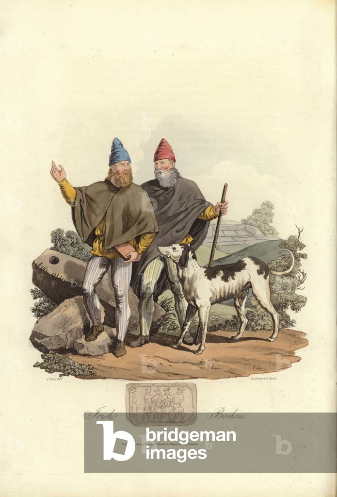 Irish Brehons (coloured engraving)