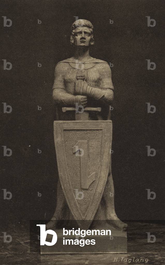 The Iron Roland of Mannheim, Germany (b/w photo)