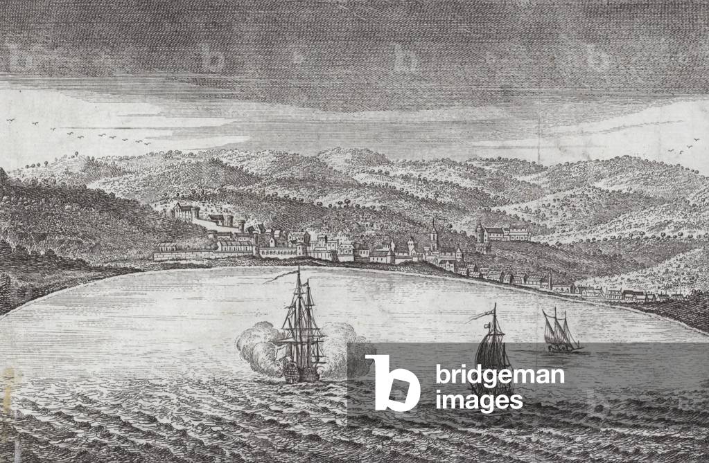 View of the town and road of Funchal, the capital of Madeira (engraving)