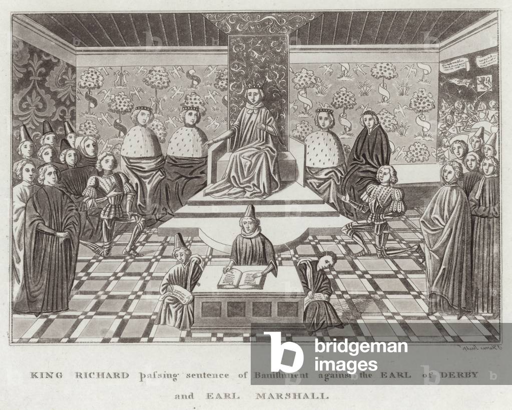 King Richard passing Sentence of Banishment against the Earl of Derby and Earl Marshall (engraving)