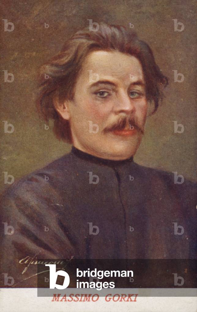 Maxim Gorky (1868-1936), Russian writer and political activist (colour litho)