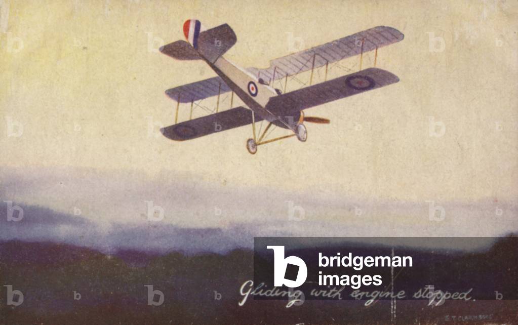 Gliding with engine stopped (colour litho)