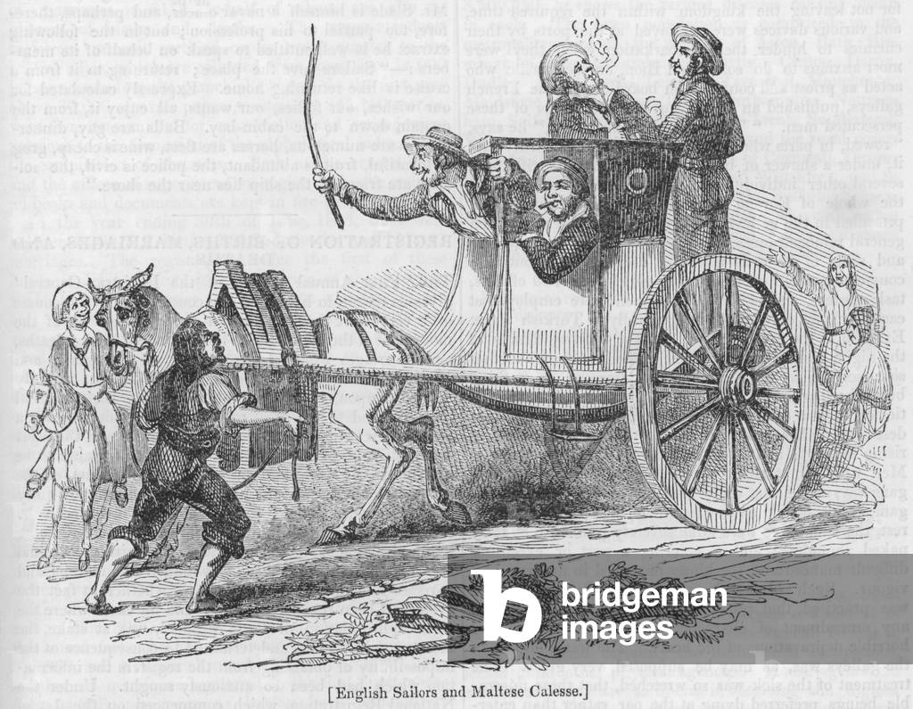 English Sailors and Maltese Calesse (engraving)