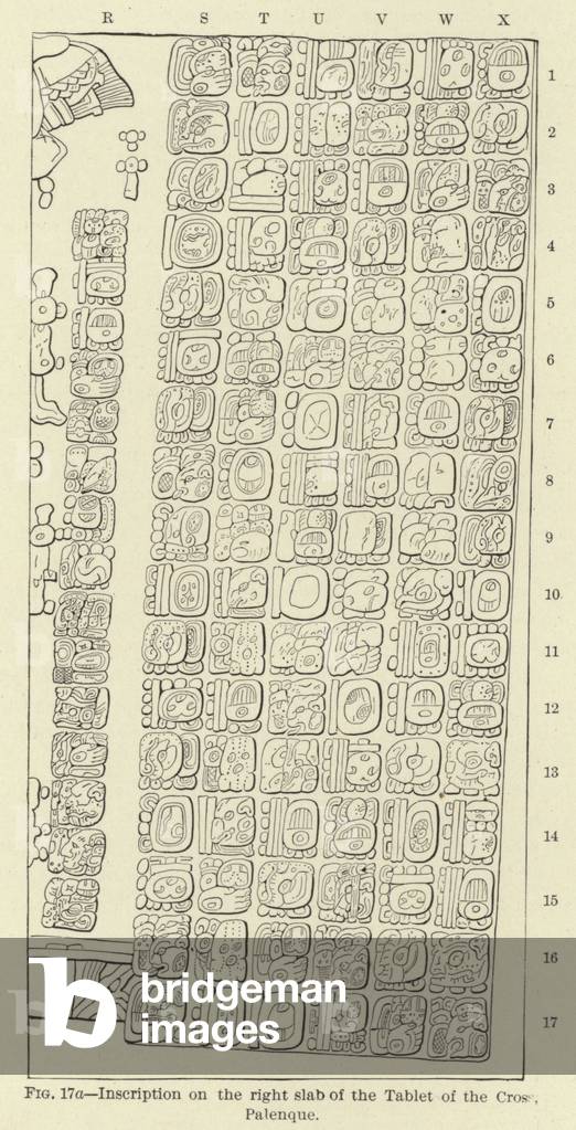 Inscription on the right slab of the Tablet of the Cross, Palenque (engraving)