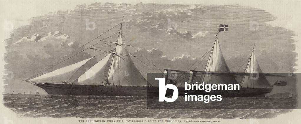 The new clipper steamship 'Ly-ee-moon,' built for the opium trade (engraving)