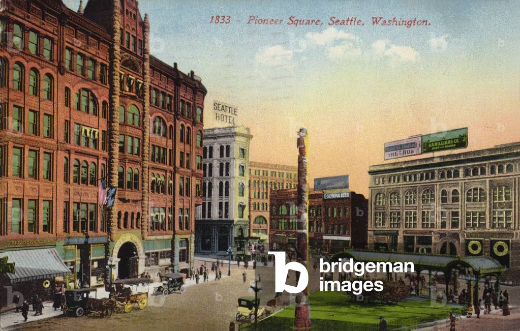 Pioneer Square, Seattle, Washington, USA (coloured photo)