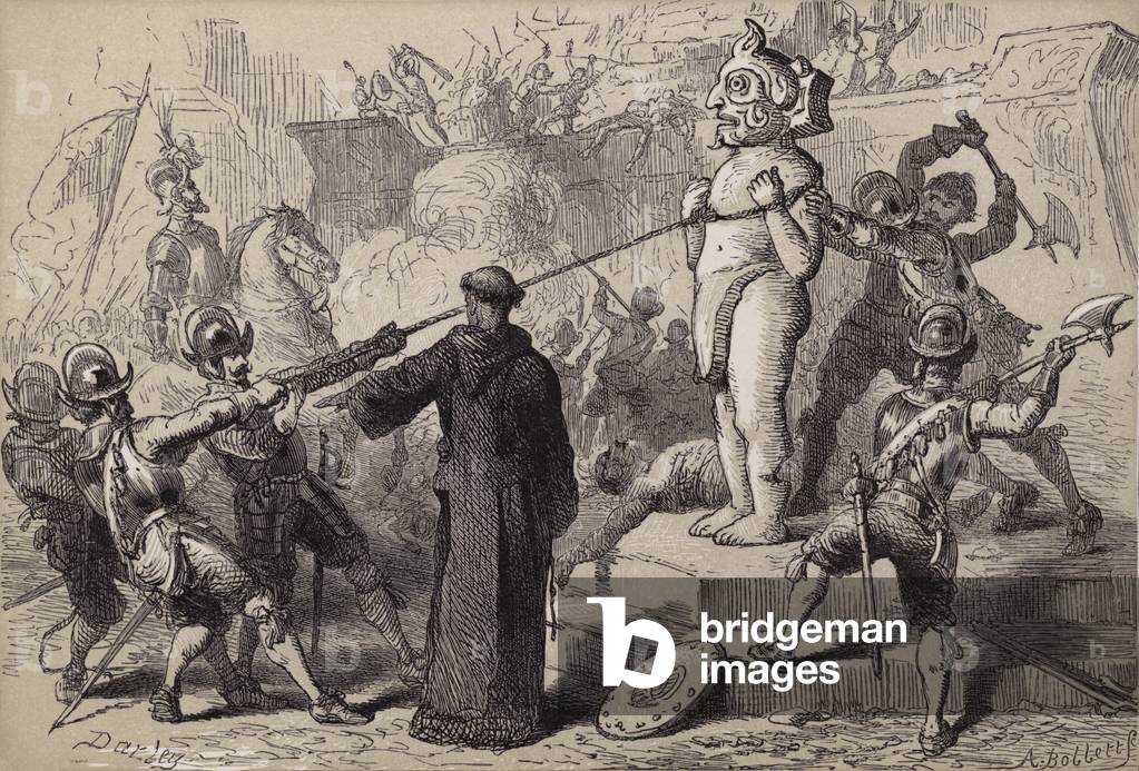 Spaniards destroying Mexican Idols (engraving)