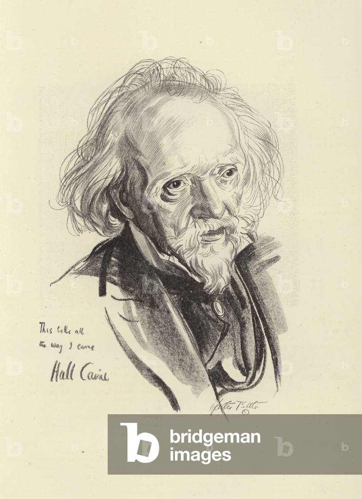 Sir Hall Caine, British novelist and playwright (litho)