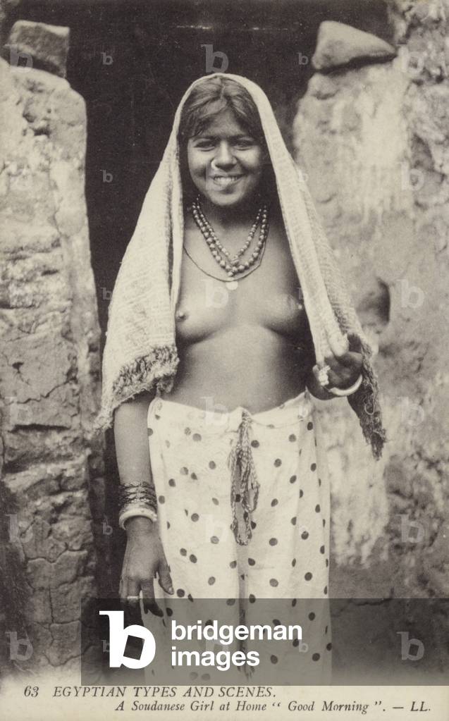 A Sudanese Girl at Home - Good Morning (b/w photo)