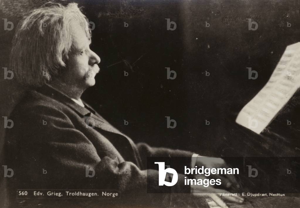 Edvard Grieg at Troldhaugen, Norway (b/w photo)